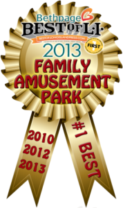 This image is of Tiki Action Park's winning medallion after being voted as Best for Family Amusement Park on Long Island.